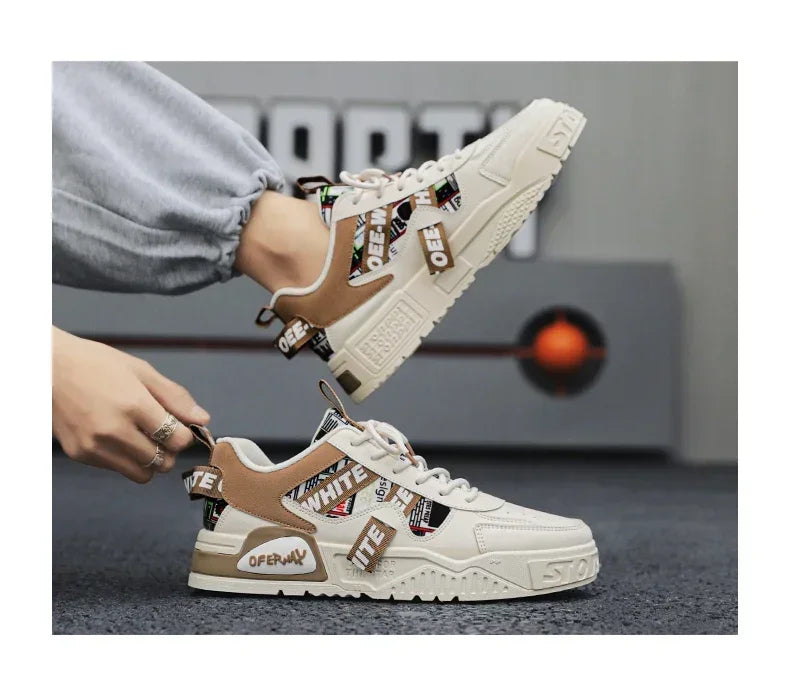 Luxury Men’s Leather Skateboard Sneakers