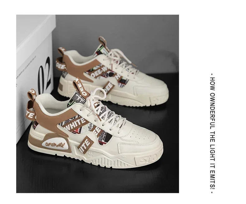 Luxury Men’s Leather Skateboard Sneakers