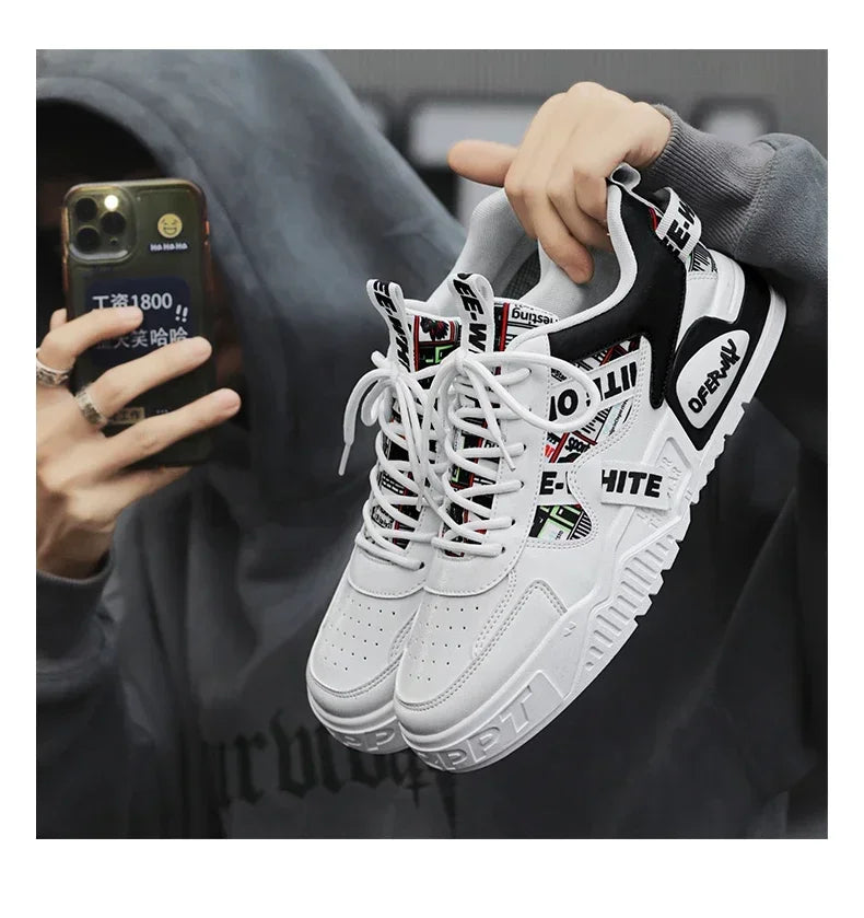 Luxury Men’s Leather Skateboard Sneakers