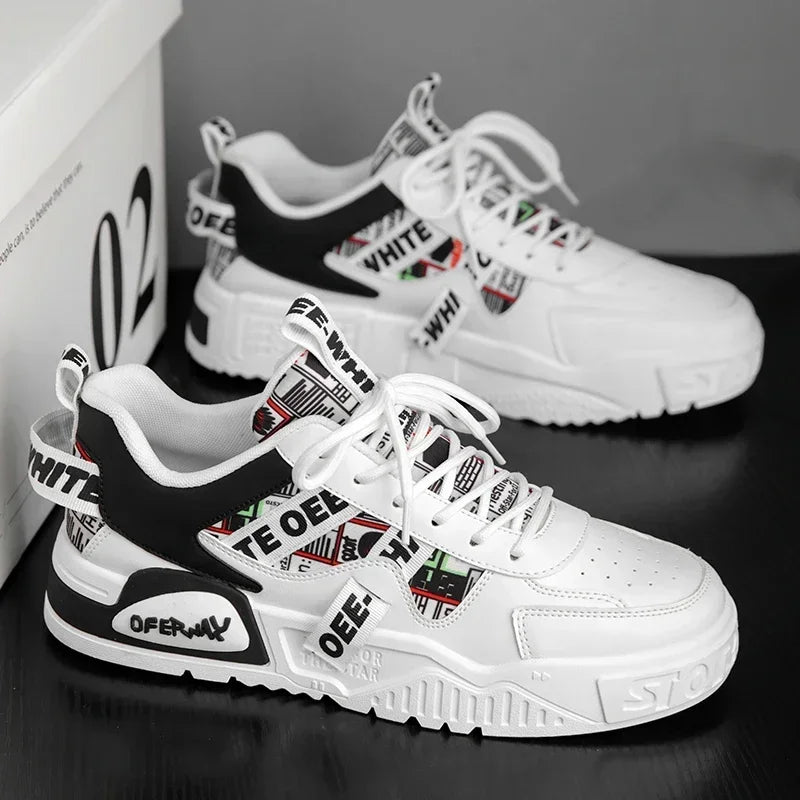 Luxury Men’s Leather Skateboard Sneakers