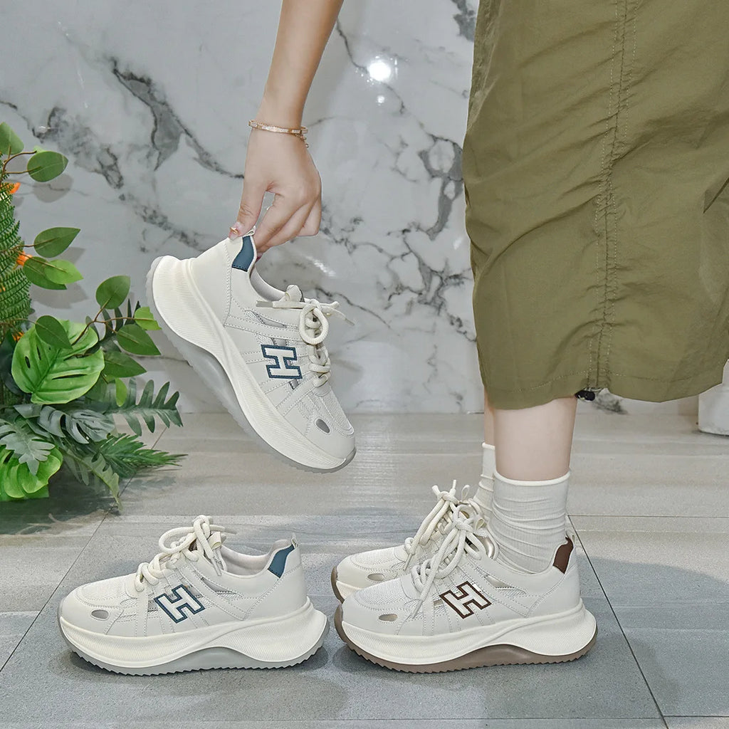 Women’s Round-Toe Thick-Soled Strap Sneakers