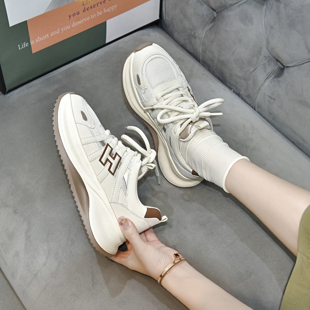 Women’s Round-Toe Thick-Soled Strap Sneakers