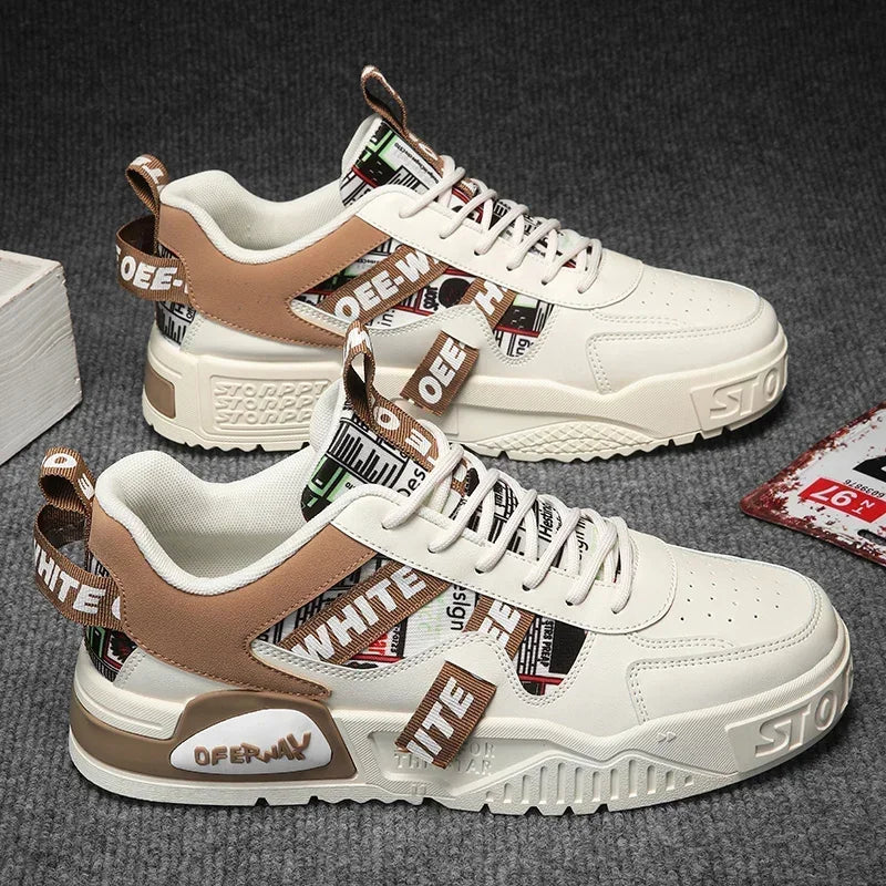 Luxury Men’s Leather Skateboard Sneakers