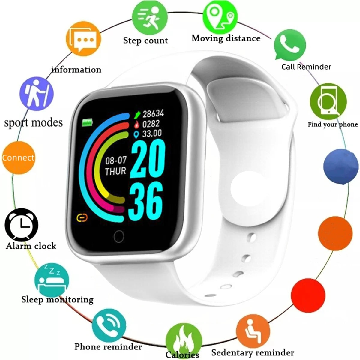 SmartFit Watch – Unisex Fitness & Message Smartwatch