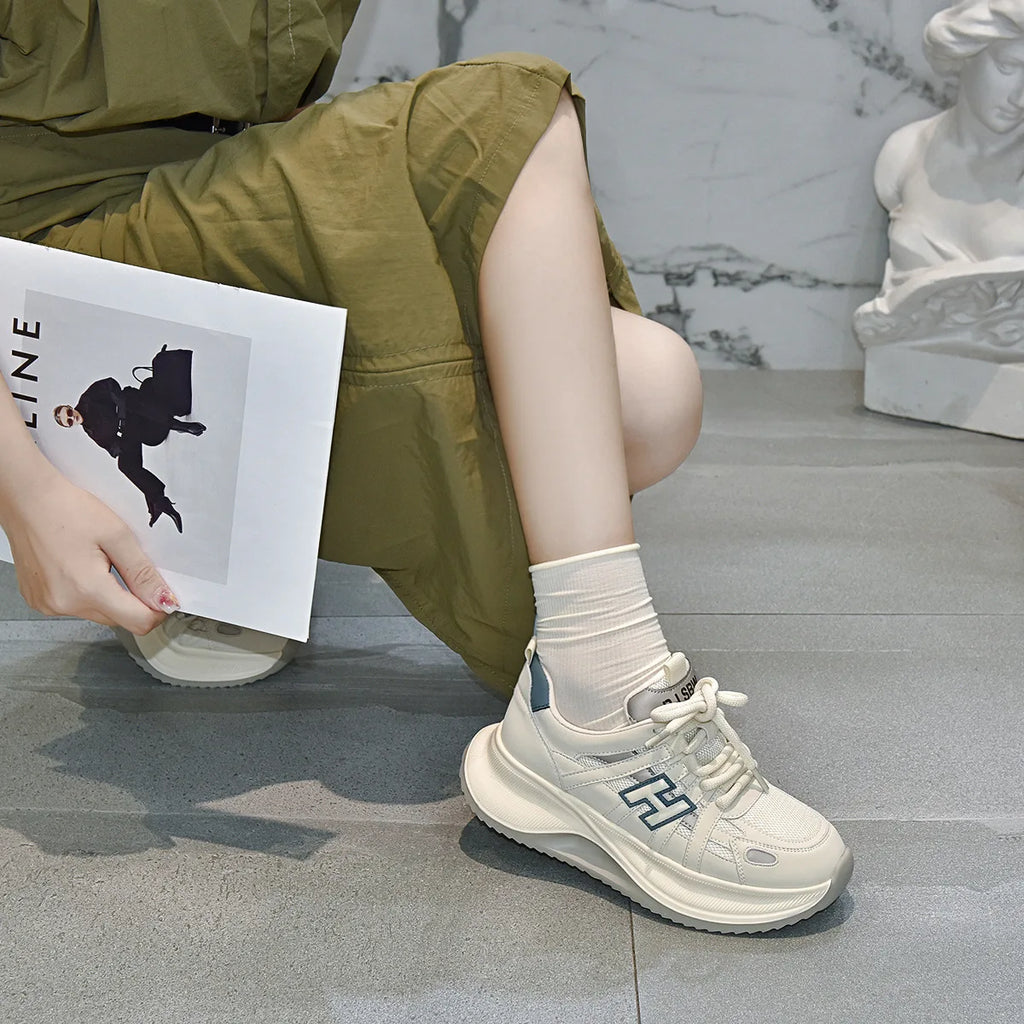 Women’s Round-Toe Thick-Soled Strap Sneakers