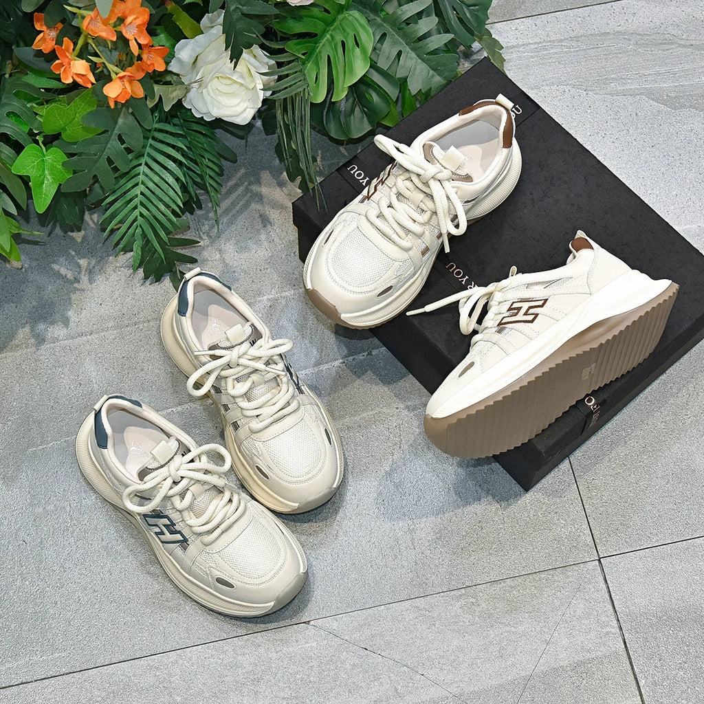 Women’s Round-Toe Thick-Soled Strap Sneakers